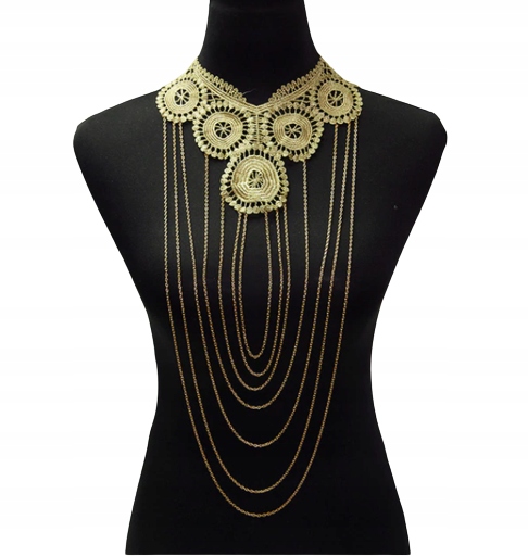 BIŻUTERIA RETRO OZDOBA CIAŁO ŁAŃCUSZEK KORONKA v5