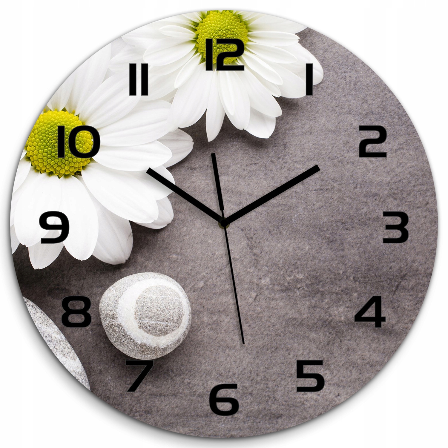 

Szklany okrągły zegar z nadrukiem Gerbera fi 60 cm