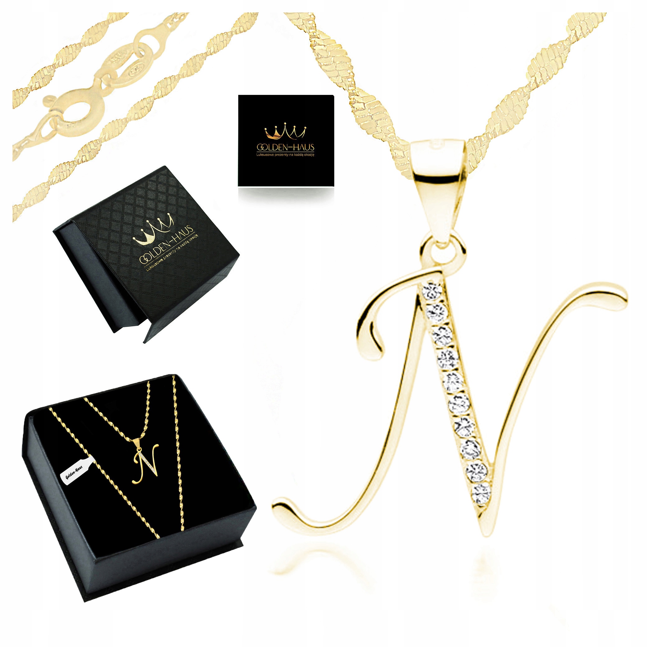 Zlatý Řetízek Dámský Přívěsek Písmeno N 925/585 Pevný Italský Pro Ženu