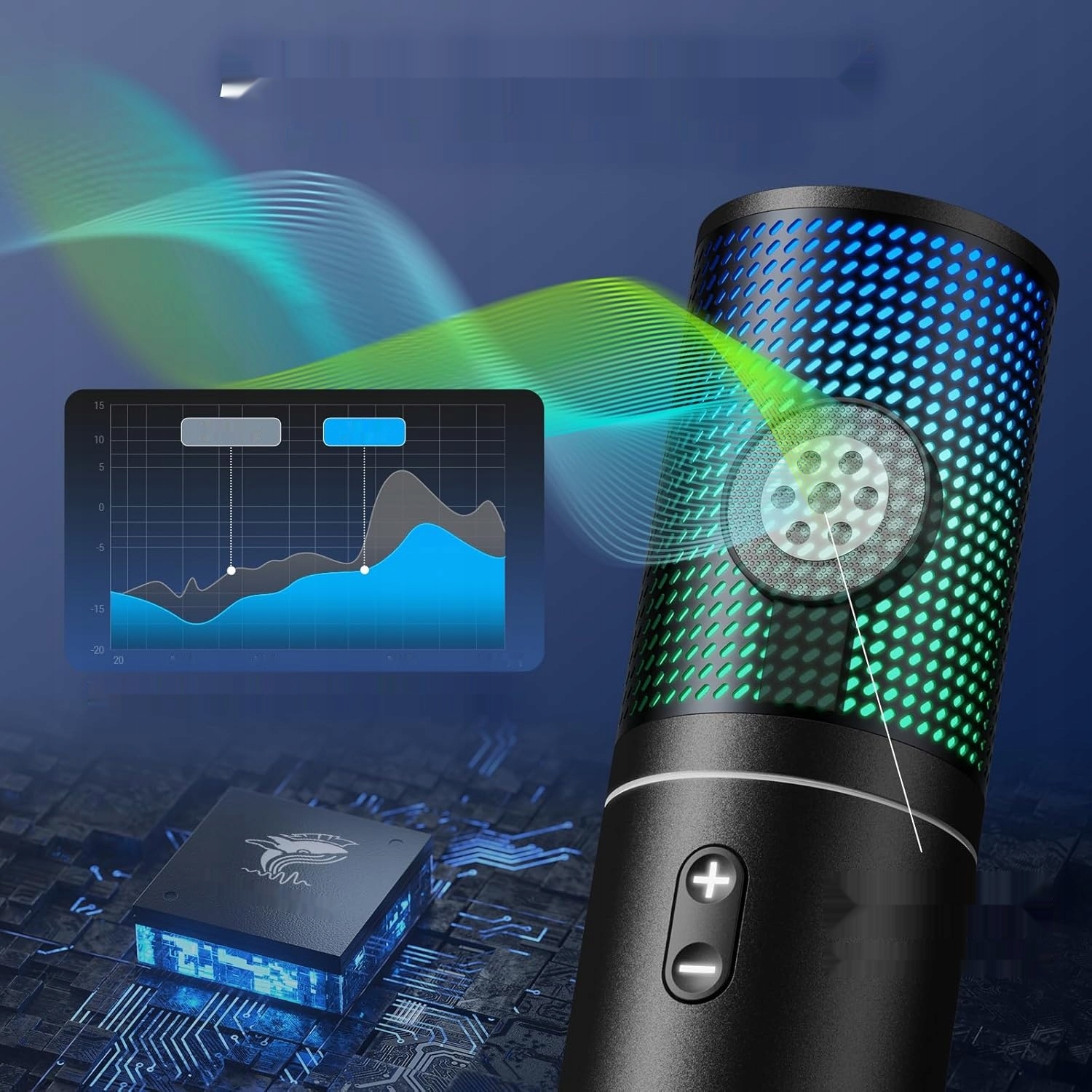 TONOR RGB USB Mikrofon Gaming PC Podcast Mikrofon z Boom Arm do Streamingu — miniatura 9