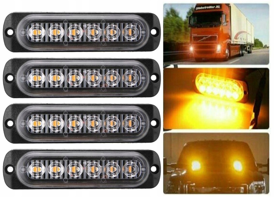 4 x ŚWIATŁO OSTRZEGAWCZE 6 LED KOGUT AWARYJNE Producent części Inny