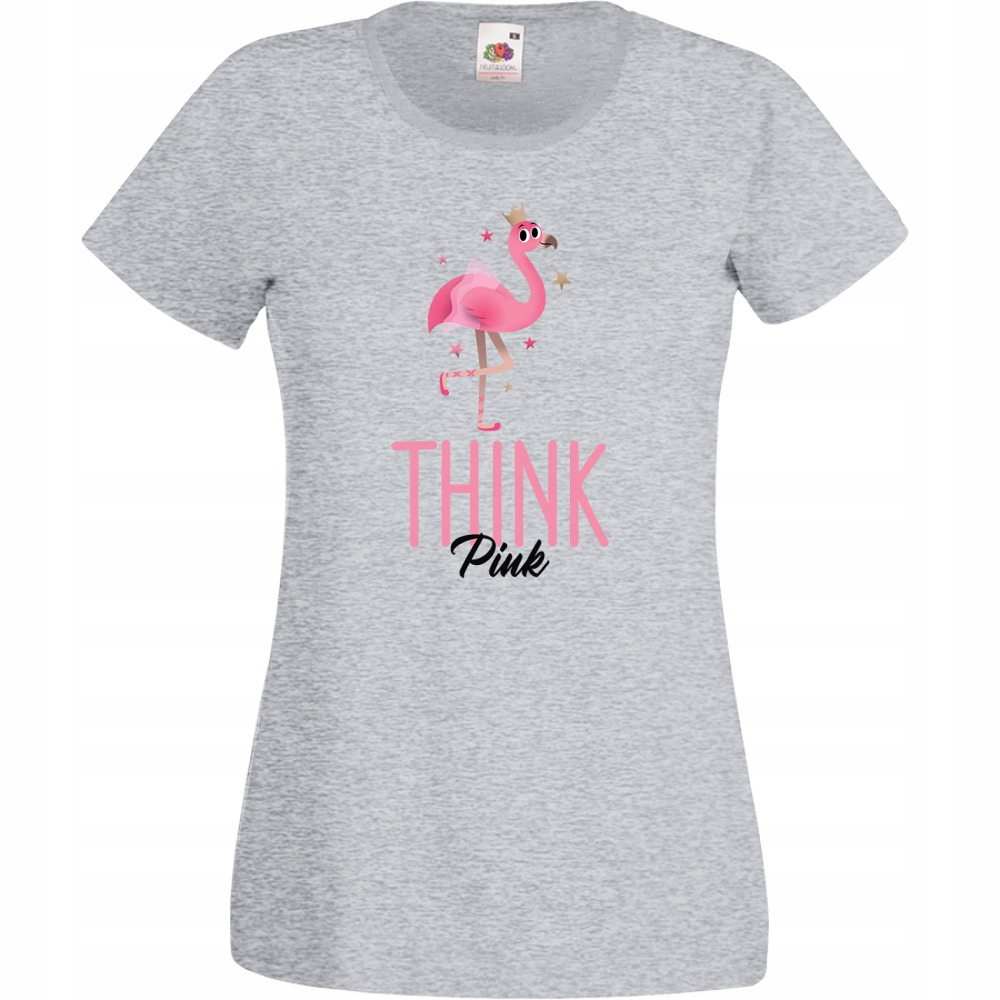

Koszulka think pink flaming S szara