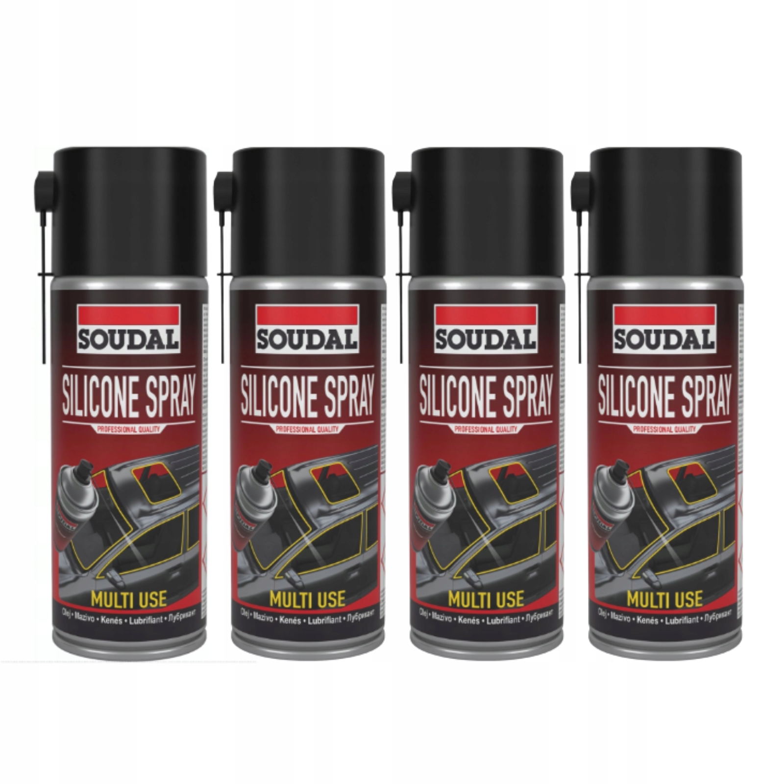 4 x Preparat Smarująco-zabezpieczający Silicone Spray 400 ML Soudal