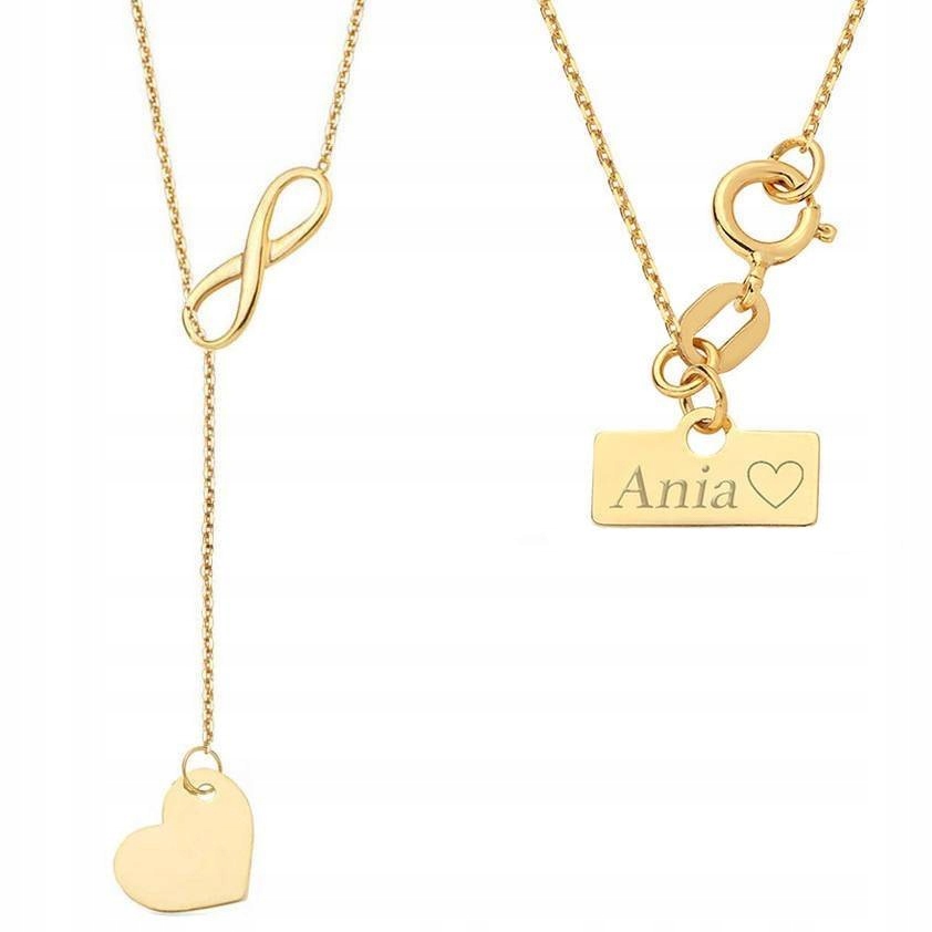 

Złoty naszyjnik 585 Serce nieskończoność Grawer