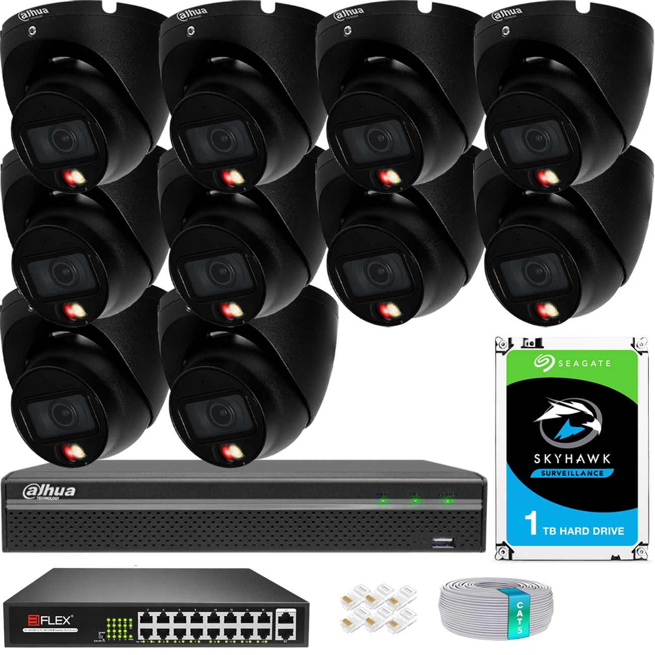 Sada na monitorovanie Ip Dahua 10 kamier 6MPx 3K+ Deň/Noc Full Color Detekcia