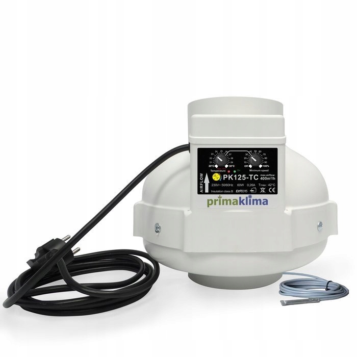 Wentylator Prima Klima z reg. temp. 125mm 400 m3/h