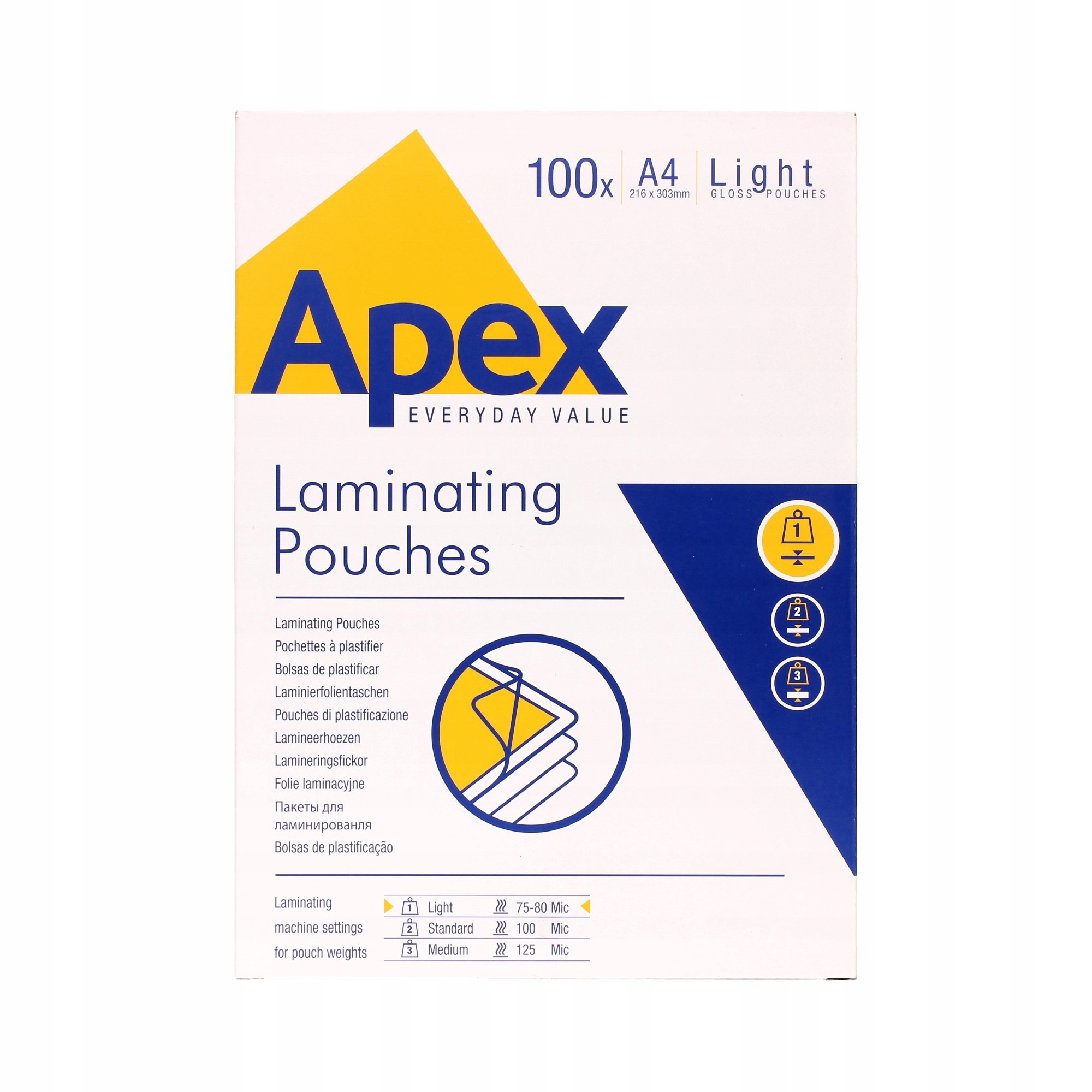 

Folia laminacyjna A4 80mic Apex 200ark 100kpl