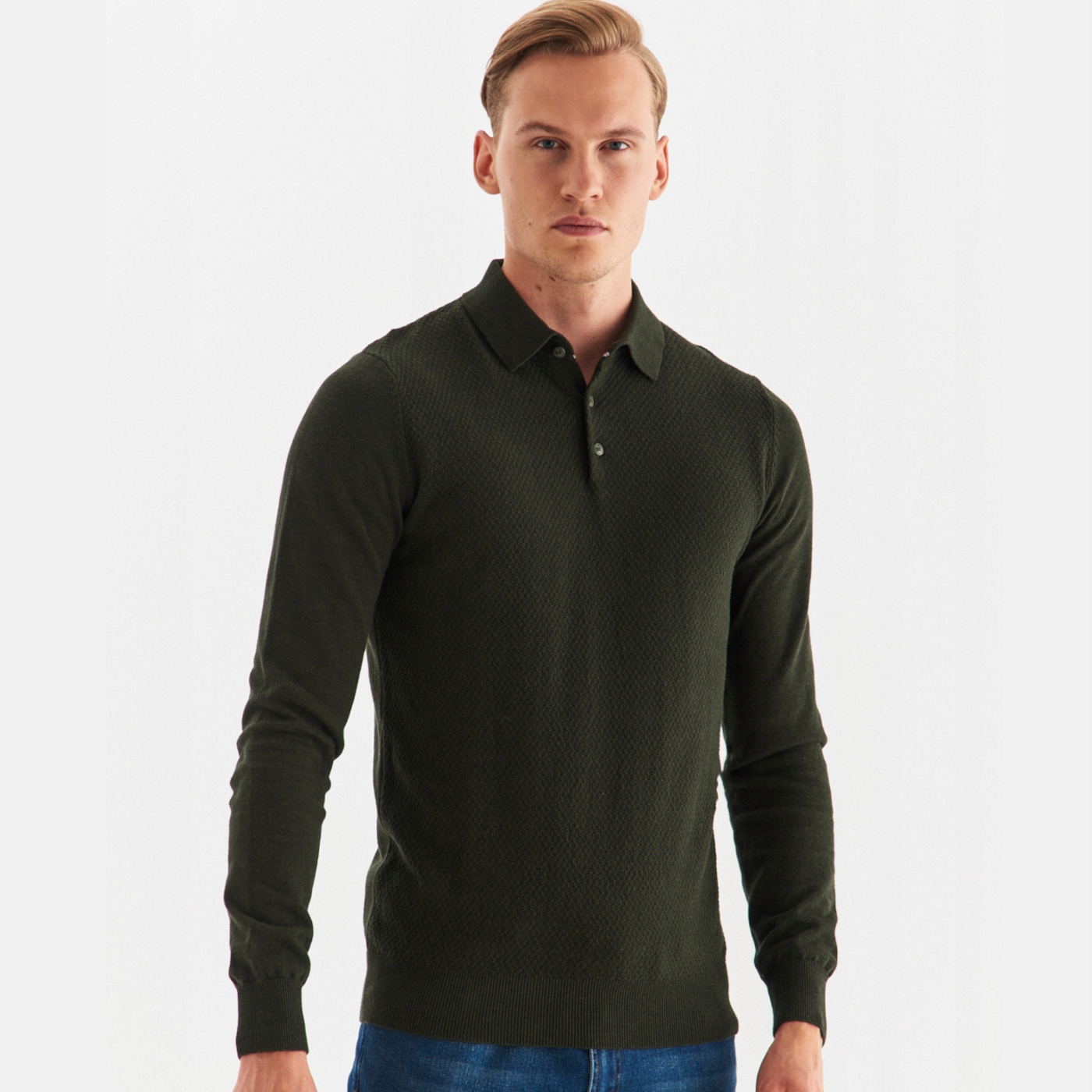 

Sweter z kołnierzykiem polo Zielony Pako Lorente L