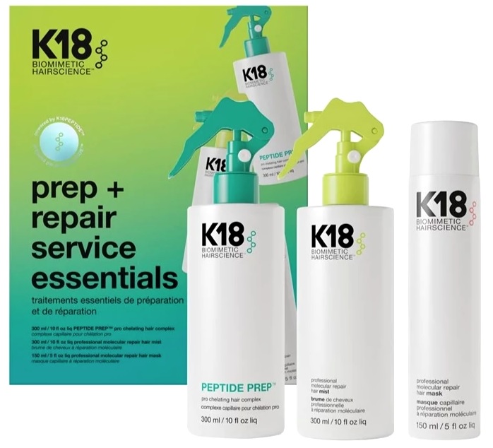 K18 Sada pro přípravu a obnovu vlasů Prep+ Repair Service Essentials 300 ml 300 ml 150 ml