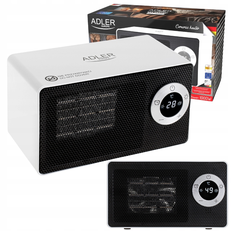 Termowentylator mini grzejnik ceramiczny 1000W z LCD regulacja Adler AD7746