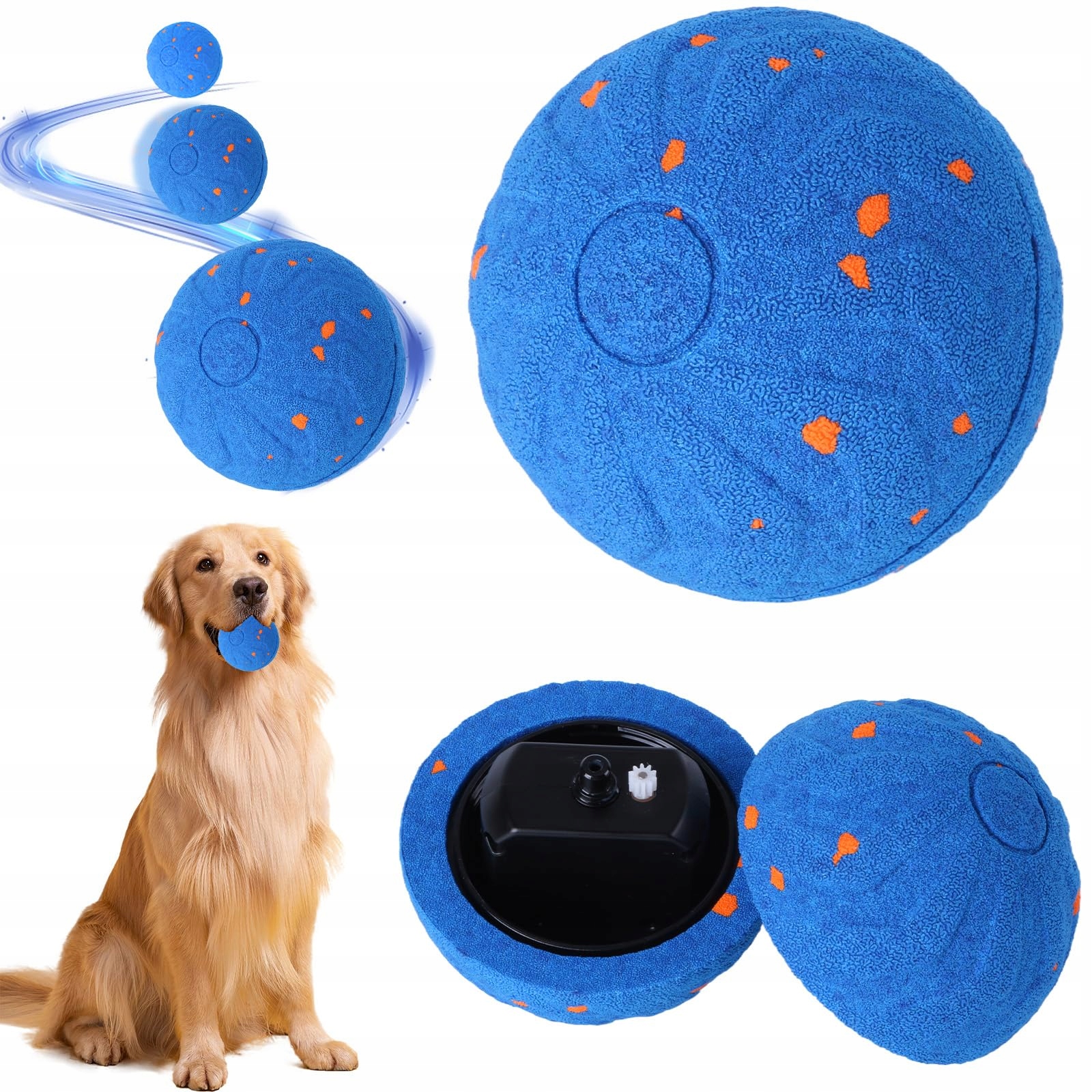 Levně Rhyhome Inteligentní Míček pro psy s pohyblivou Led diodou, modrý