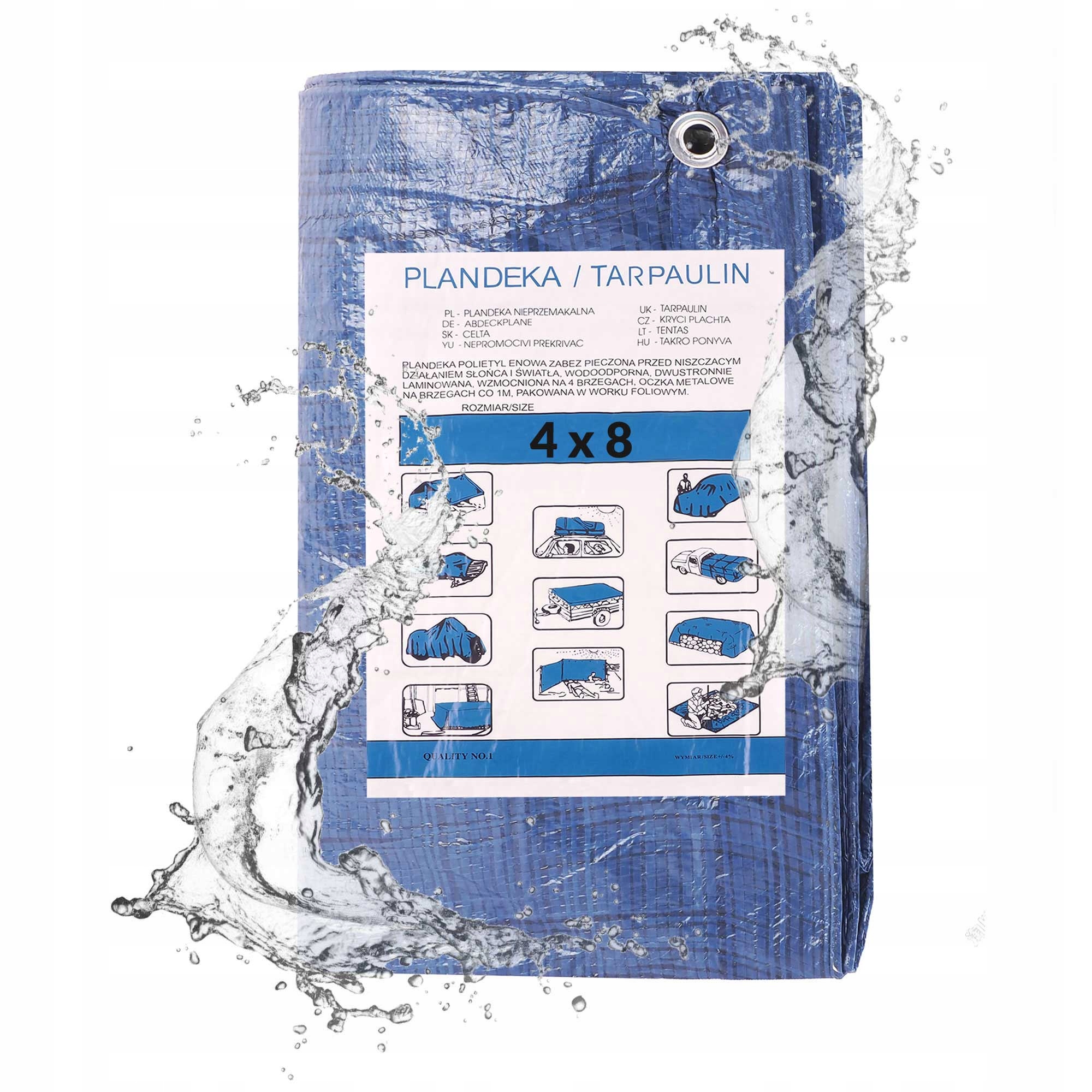 Plachta 4x8m 70g Modrá Voděodolná