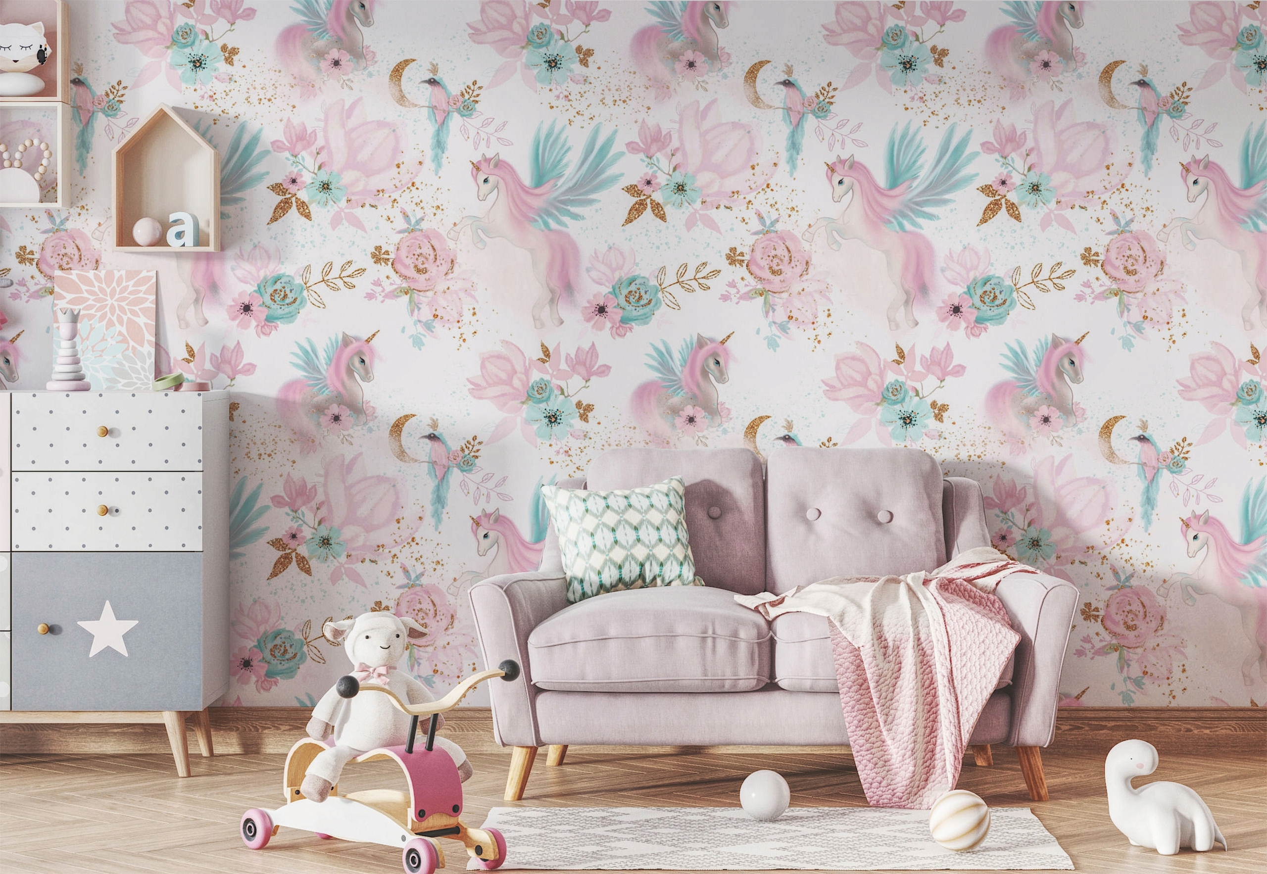 Tapeta dla dzieci dekoracyjna Kucyki Pony akwarela Rodzaj winylowa na flizelinie