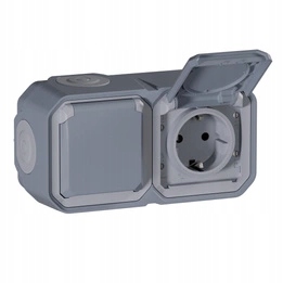 Nové Plexo Schuko 2x2P+Z horizontální nástěnné svítidlo Šedé Legrand 069742L