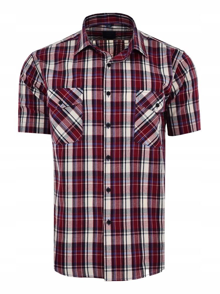 Košile Mřížka Bordó Krátká Velká 52/53