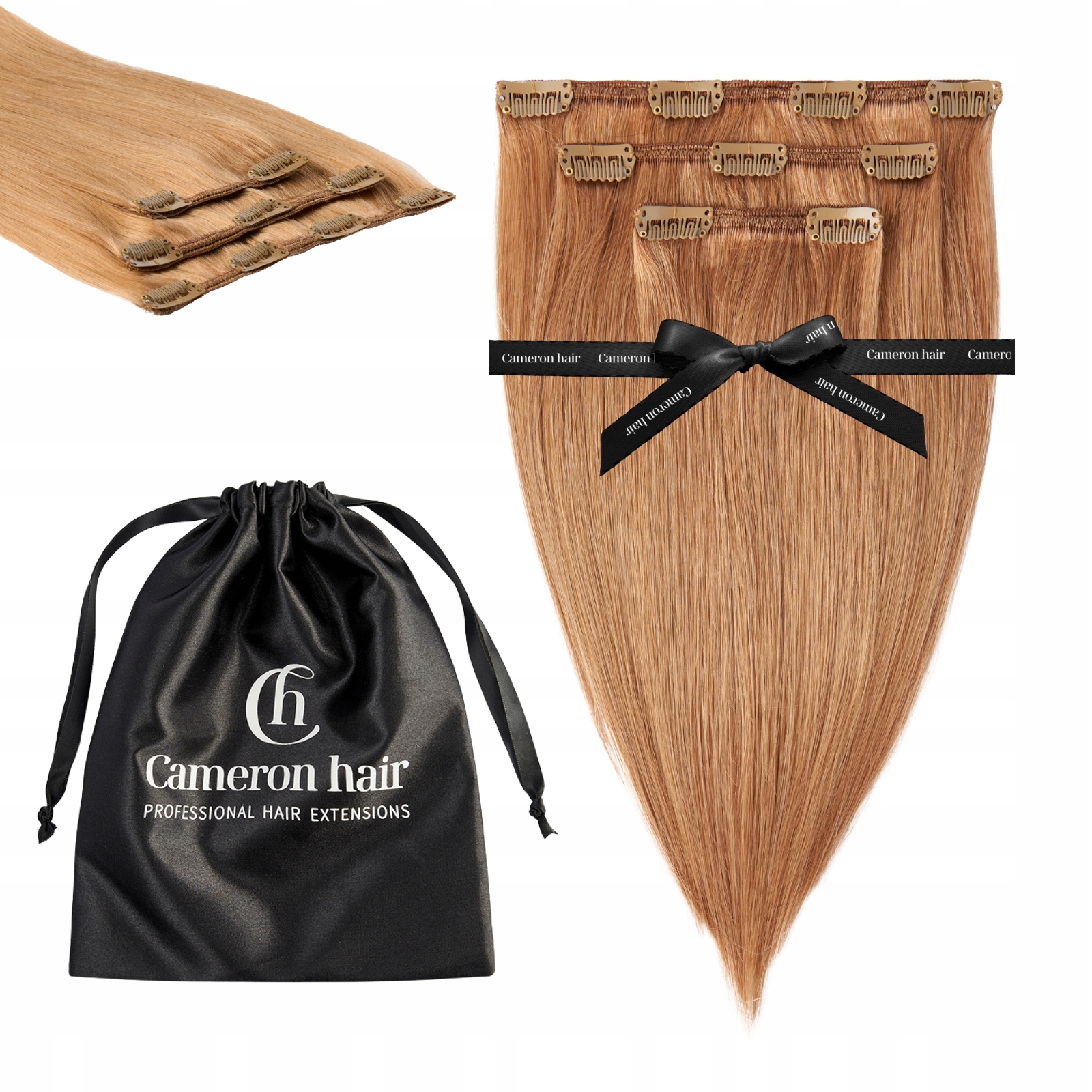 Włosy naturalne Clip In 30 cm 3 taśmy 50 gramów #9 Bursztynowy blond