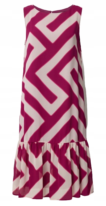 Comma Šaty MIDI S Geometrickým Potiskem A Volánem 34 Jqd