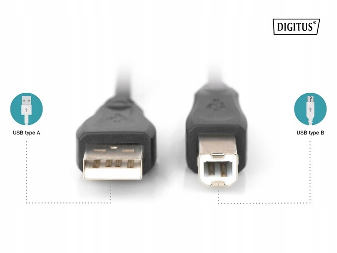 Kabel USB A - USB B do drukarki skanera - 1 metr Producent Digitus