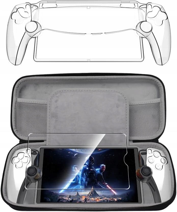 ZESTAW OCHRONNY DO SONY PLAYSTATION 5 PORTAL ETUI I HARTOWANE SZKŁO CZARNE