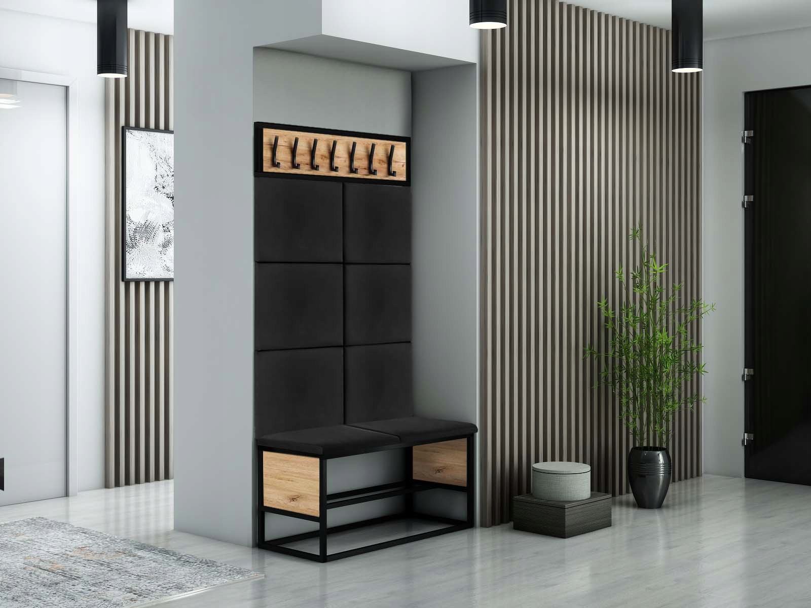 

Zestaw Loftowy Loft Siedzisko Czarne Wieszak Metal