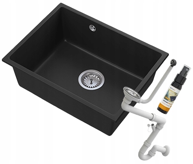 Jednokomorový granitový drez Manado, poddoskový drez, sifón 60