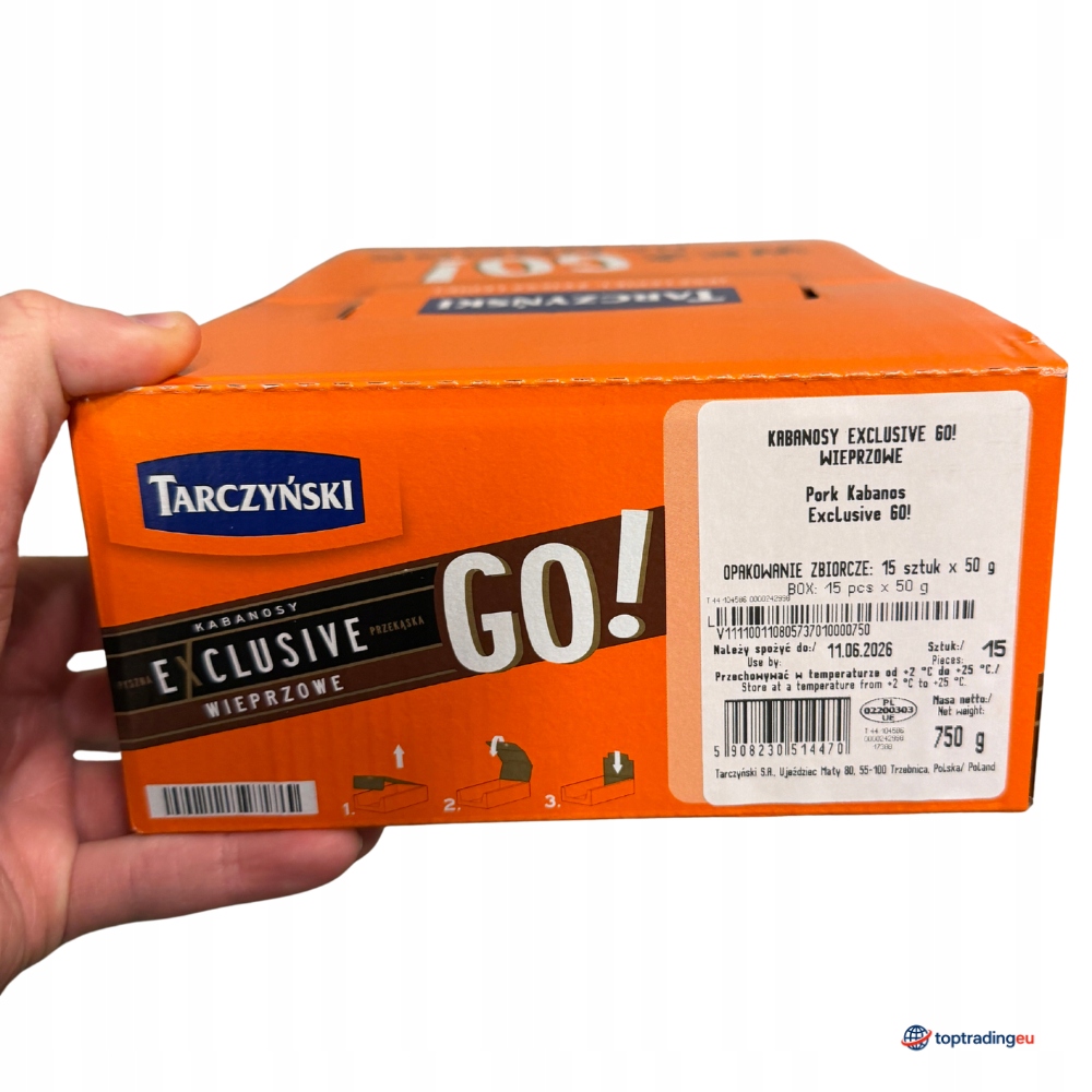 Levně Kabanosy Tarczyński Drůbeží s vepřovým masem 15×105 g Karton
