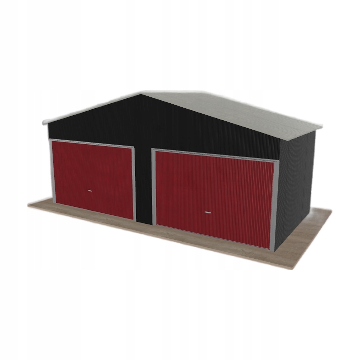 Plechová garáž 6.5 x 3 m dvoupolohová, dvoupolohová, černá