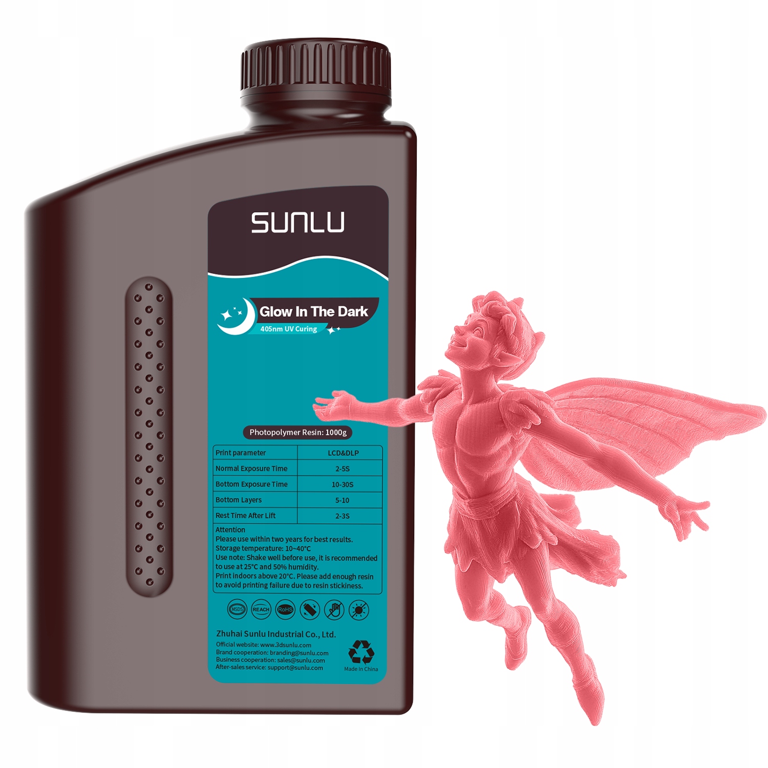 Żywica Uv Sunlu Glow In The Dark Red 1kg 1L Do Drukarki 3D