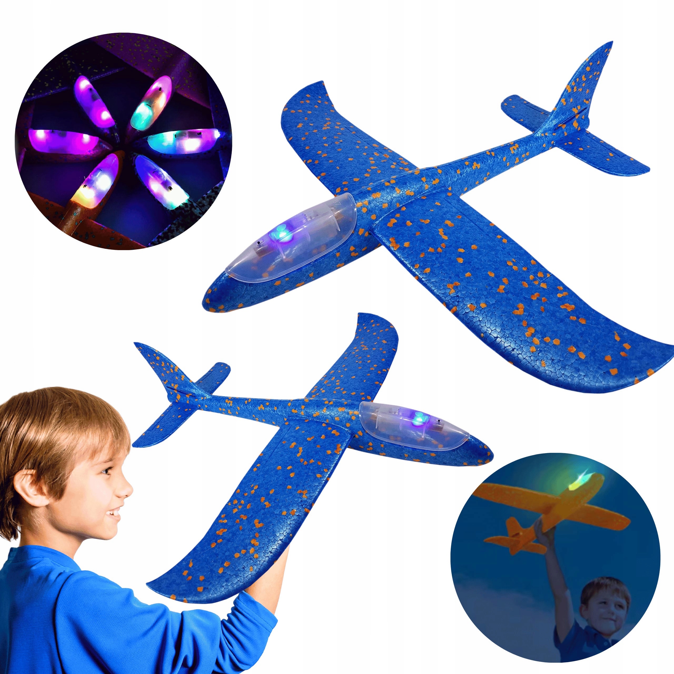 Latawiec Samolot Styropianowy Szybowiec Duży Rzutka Dla Dzieci SL2 LED