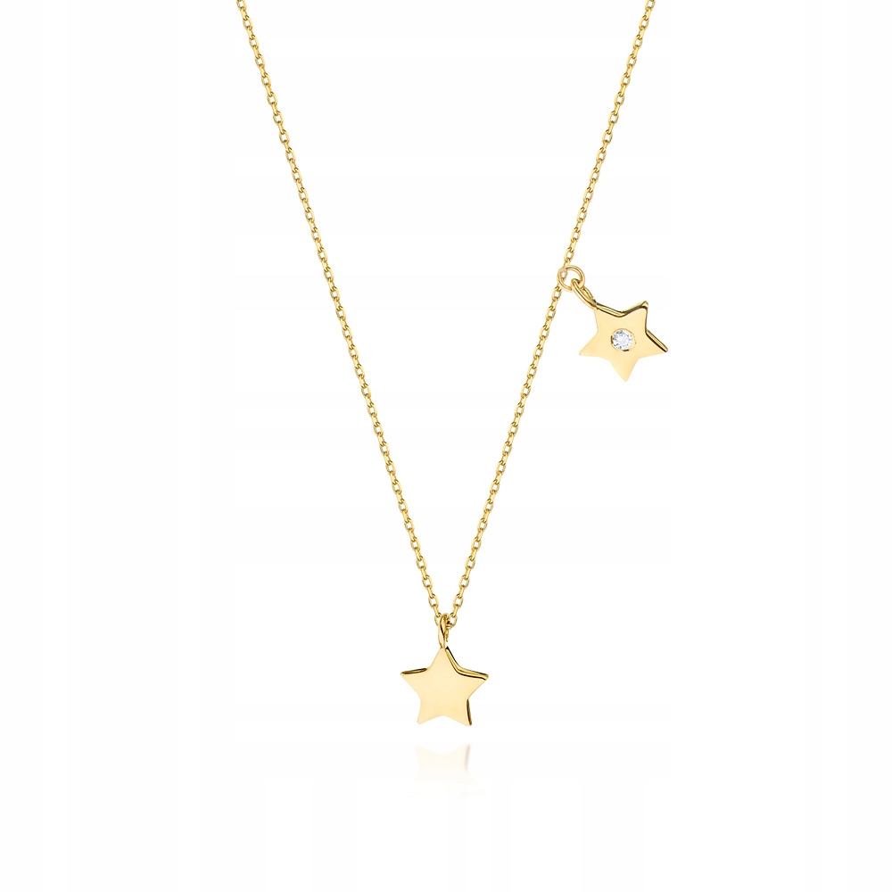 Zlatý Náhrdelník 585 Hvězdičky S Briliantem 0,01 ct