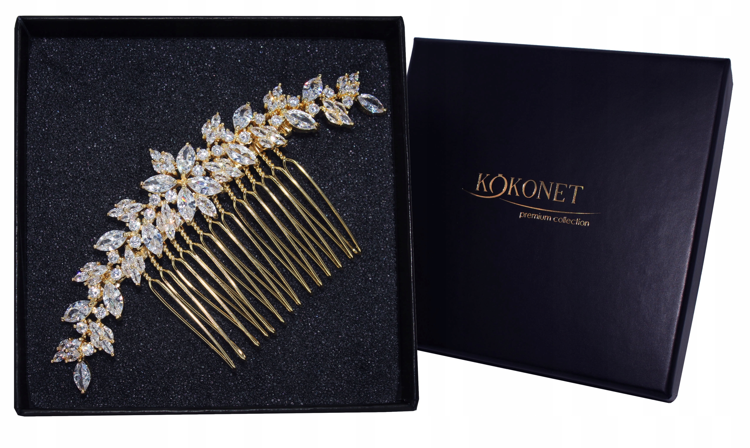 Svatební hřeben Zirkony Diamantový svatební zlatý pro nevěstu