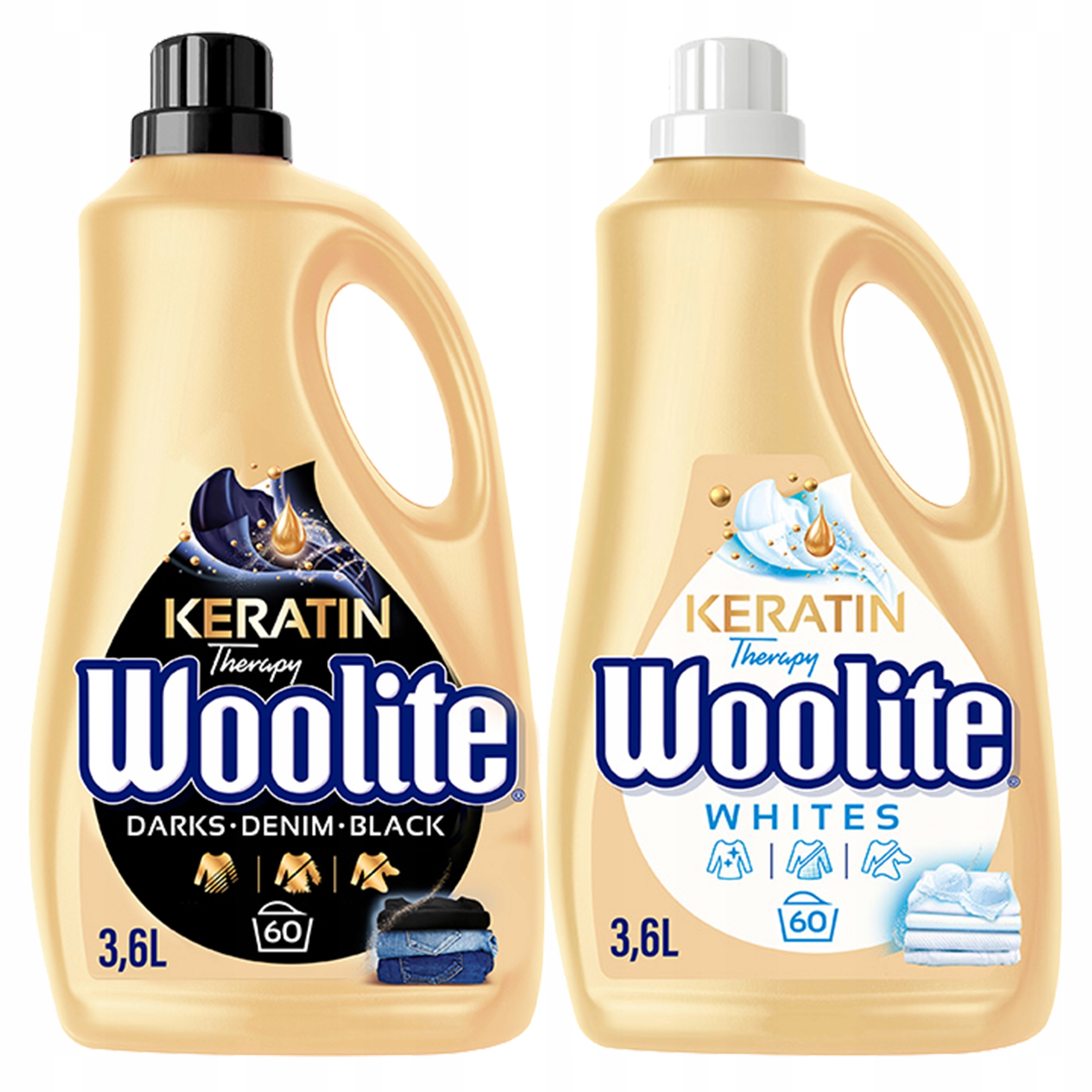 Levně Woolite Set MIX Tekutý Prací Prostředek Černý A Bílý S Keratinem 2X 3.6L