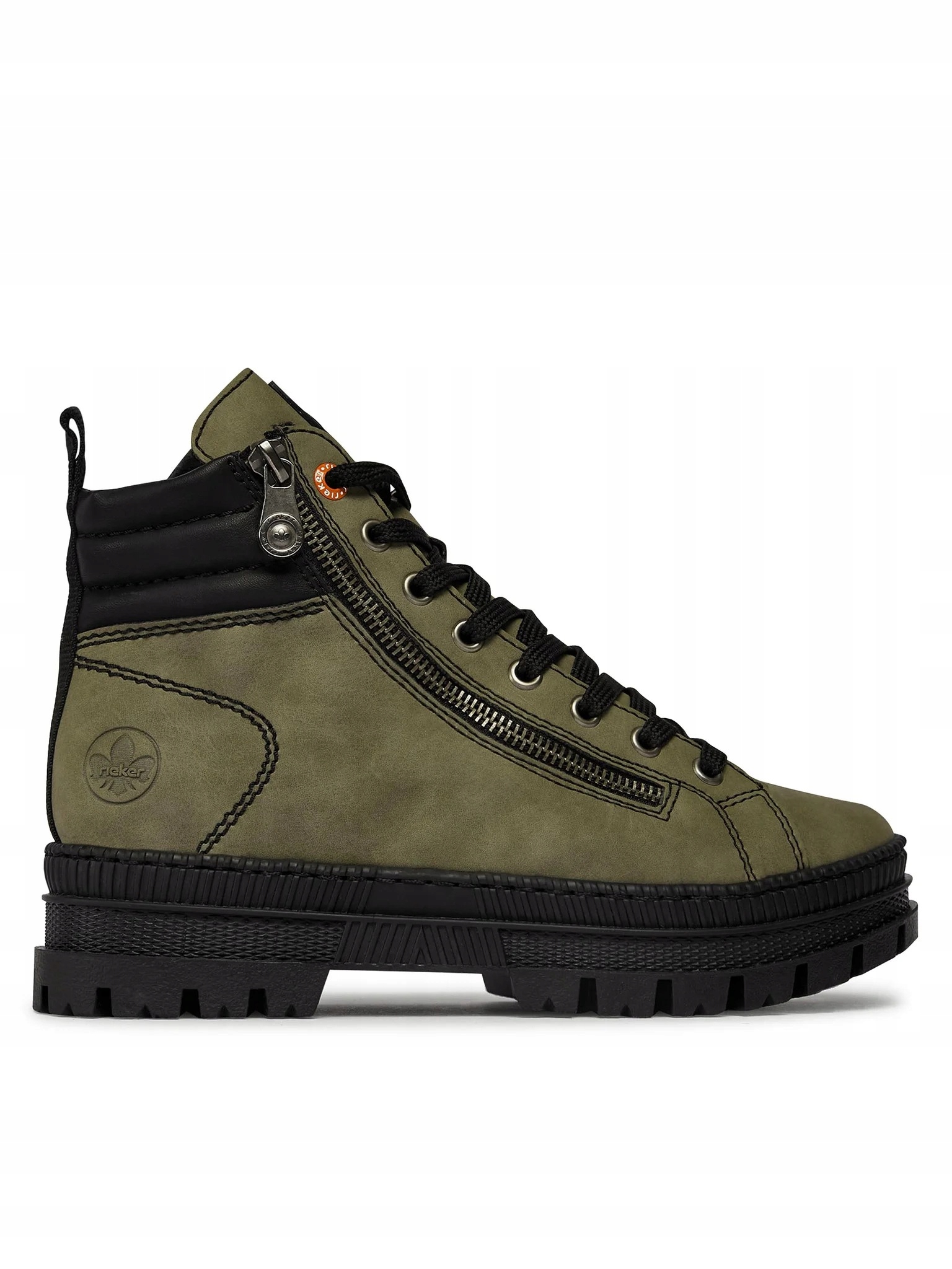 Rieker Zelené Dámské Kotníkové Boty Se Zipem A Černým Panelem 39 6DA