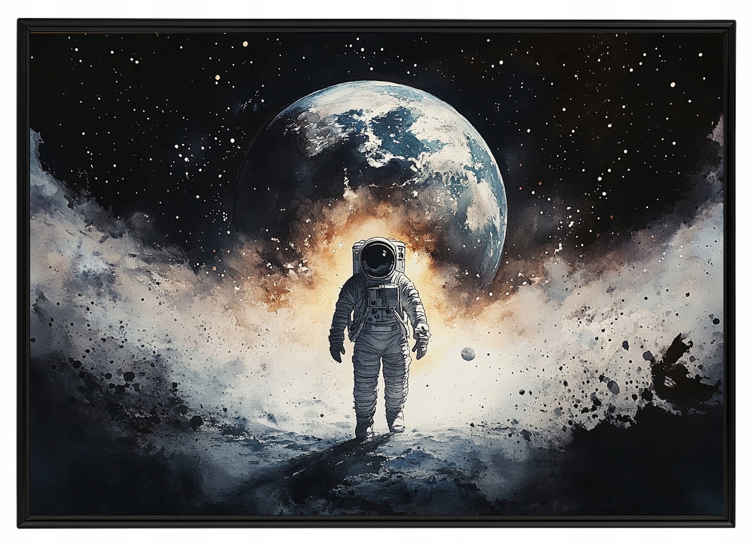 Plakát Rámeček Hliník Astronauta Vesmír Země Hvězdy Vesmír 100x70