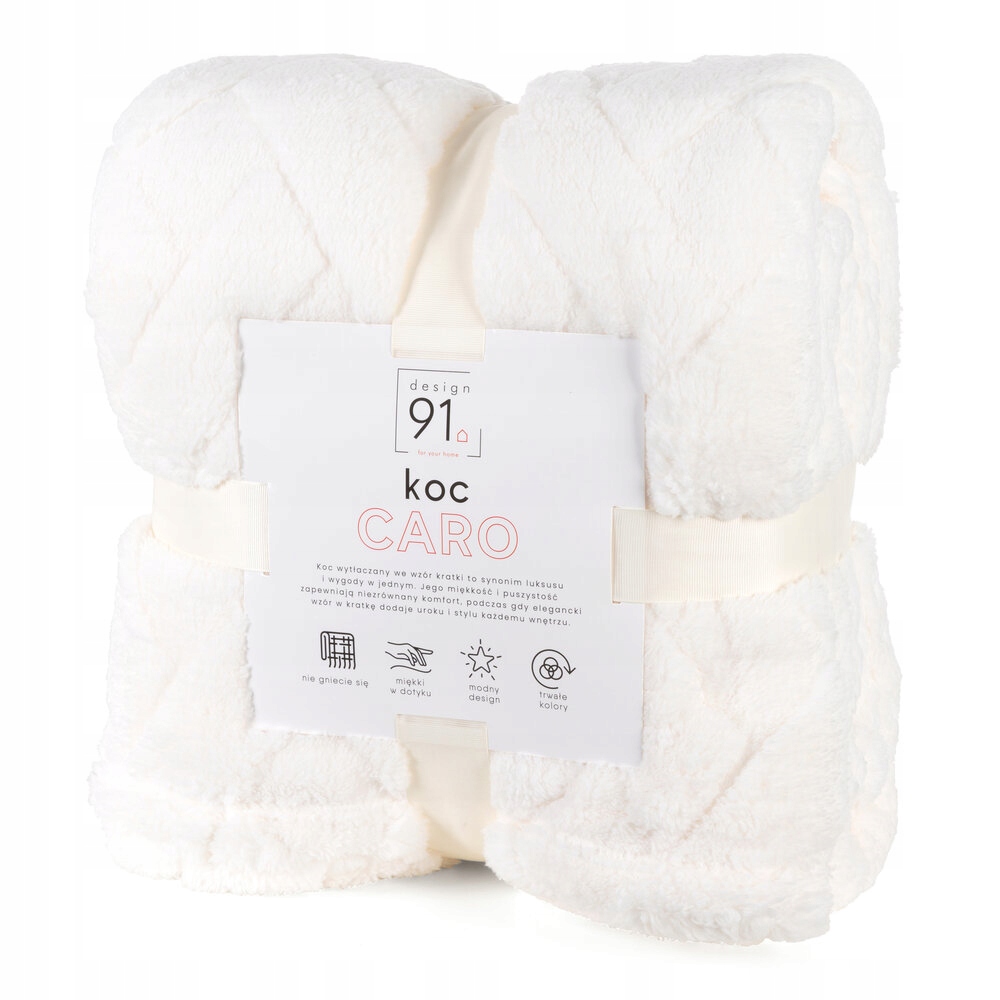 Deka přehoz Caro 200x220 Design91 krémová, nadýchaná, kostkovaná