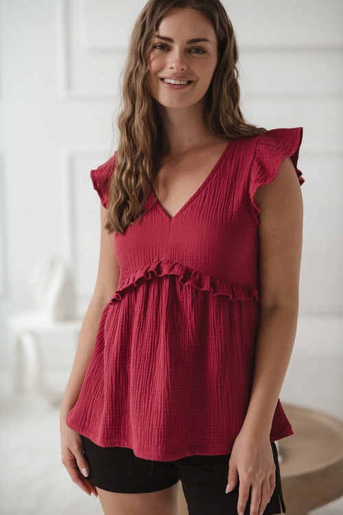 Těhotenská mikina Milk&Love Milky Butterfly – malinová, na kojení, stylová