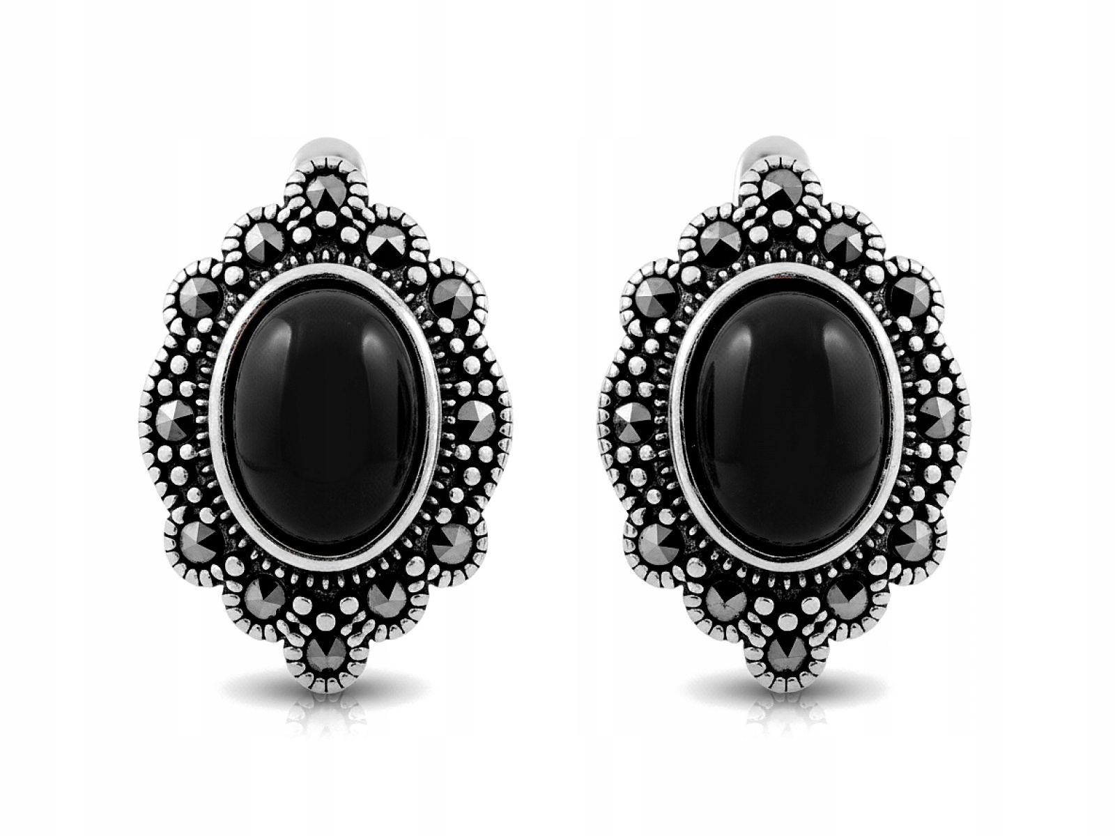 Stříbrné náušnice 925 Mandle černé kameny efektní jako dárek pro ni