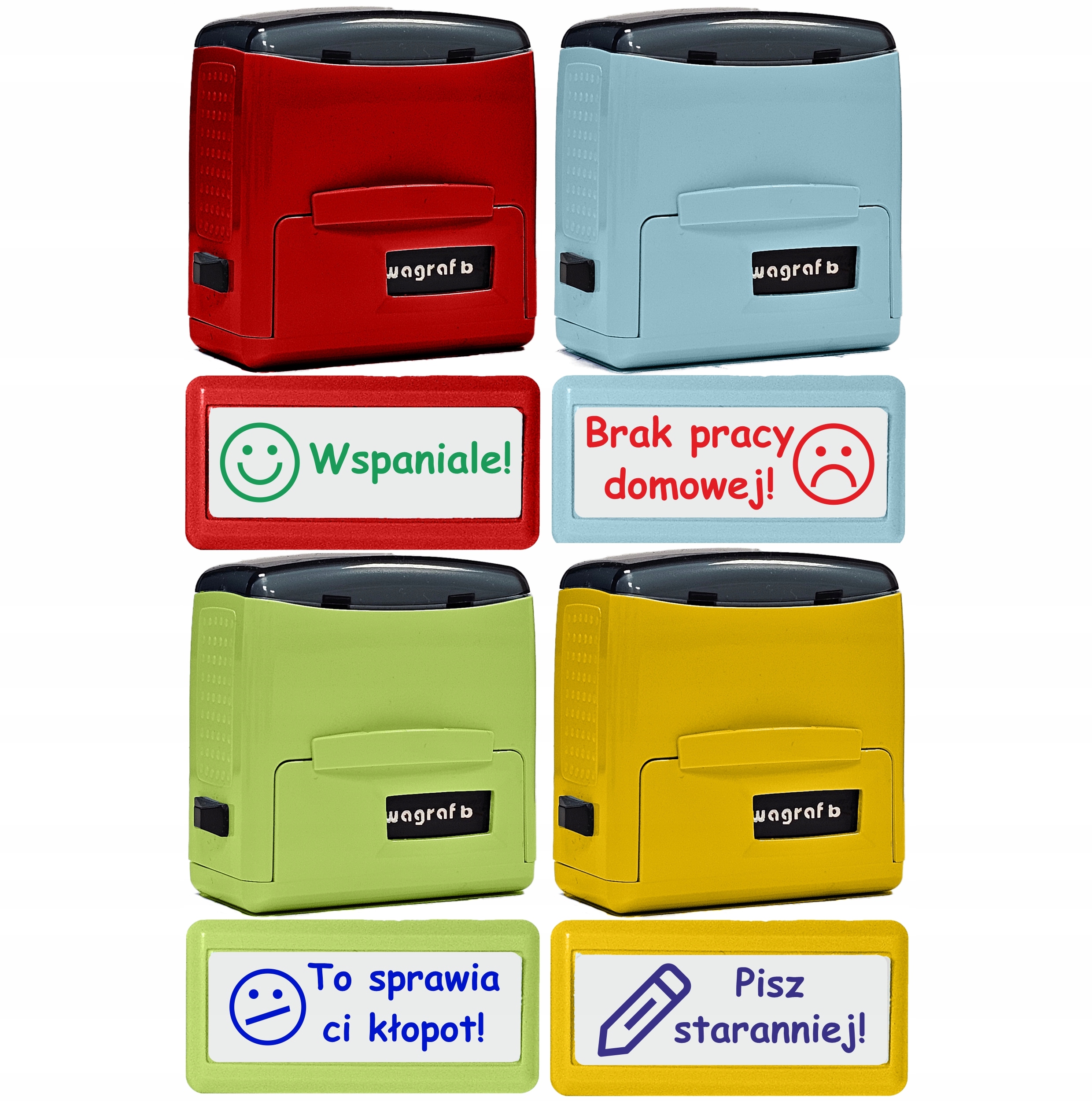 Pieczątki dla Nauczyciela Szkoła Ocena obrazkowa motywacyjna 4szt