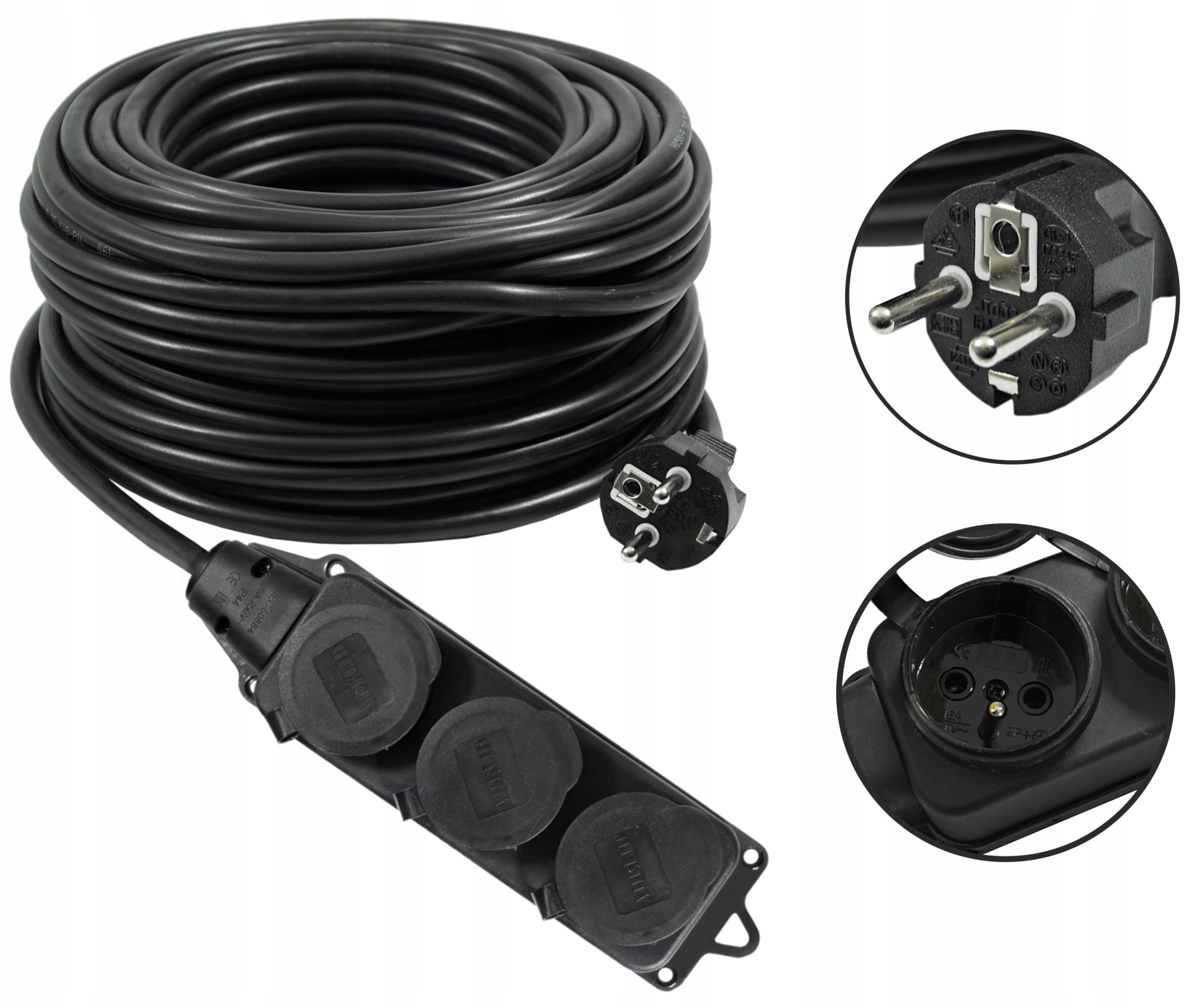 

Przedłużacz 10M 3X1,5 230V IP44 Trójnik H05VV-F