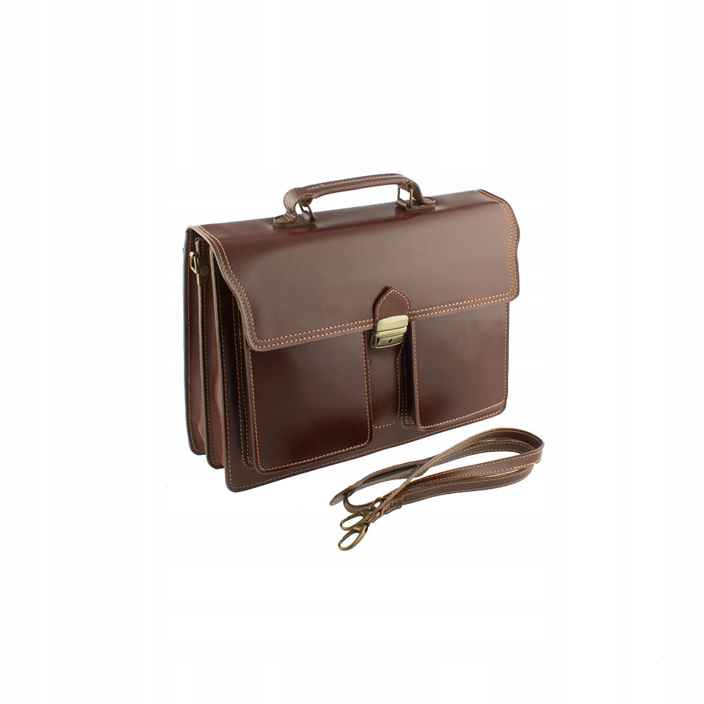 WŁOSKA TECZKA AKTÓWKA MĘSKA SKÓRZANA NESESER DUŻA BRĄZOWA KONIAK Model 2K