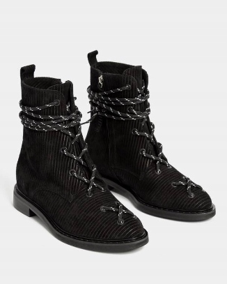 L37 Dámské Kotníkové Boty Černé S Vázáním Kůže 37 3E4G7*