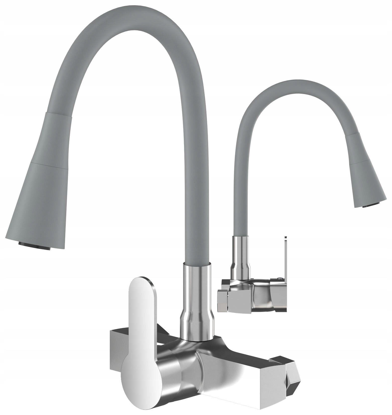 Kuchyňská Baterie s výpustí flexibilní Nástěnná šedá Flexo kohoutek do kuchyně