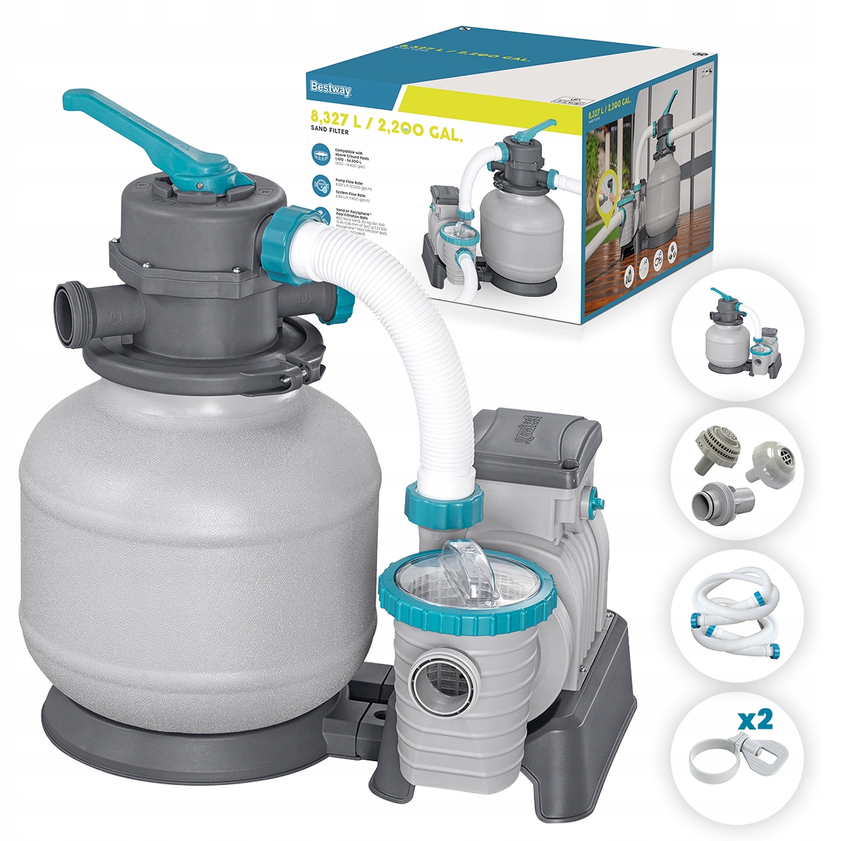 Pískové Filtrační Čerpadlo Pro Bazény Bestway 8327 L/h Hadicové Spojky 58499