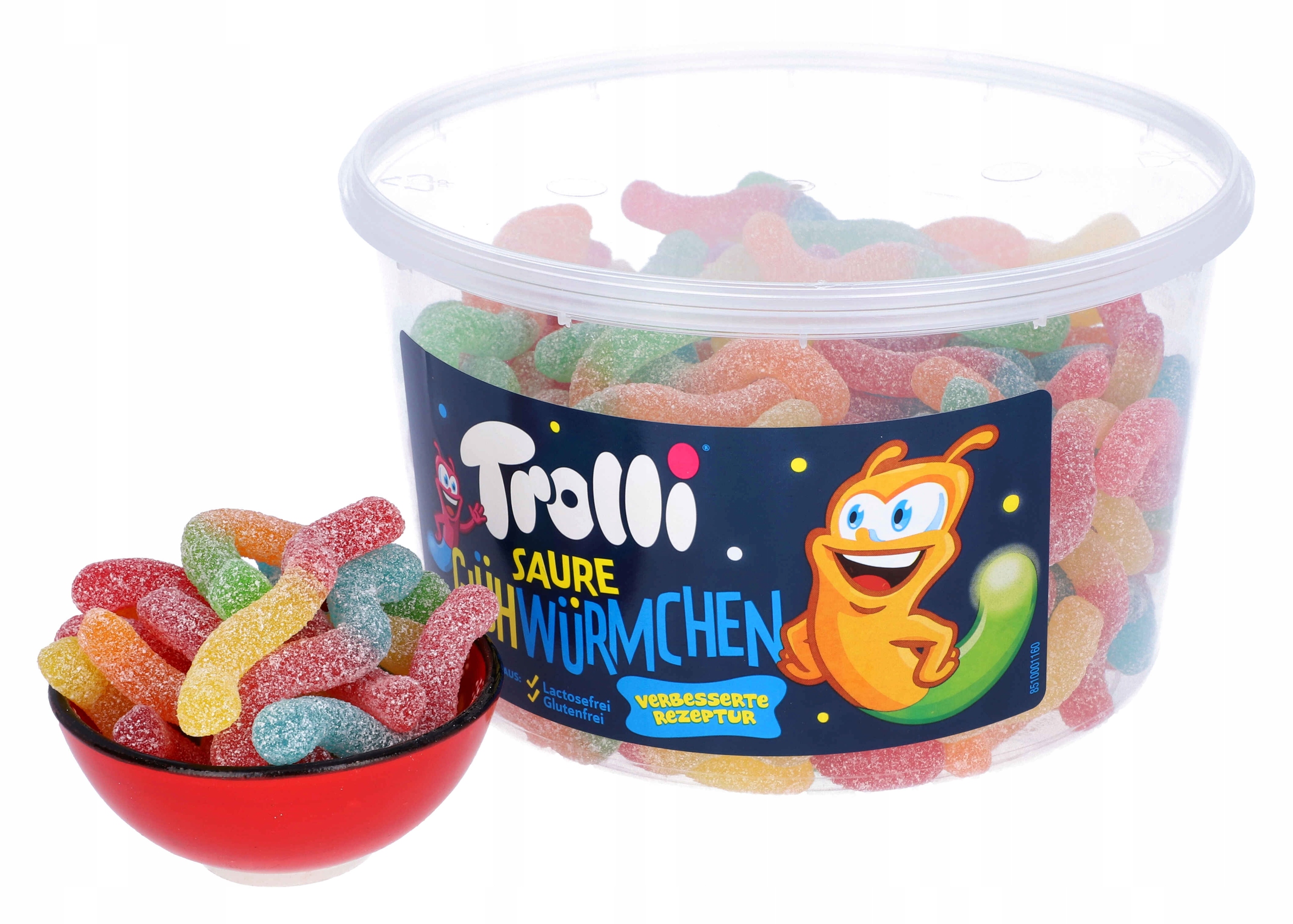 Trolli żelki kwaśne Robaczki Robaki Sour Glowworms Owocowe 150 szt 1050g DE Waga 1050 g