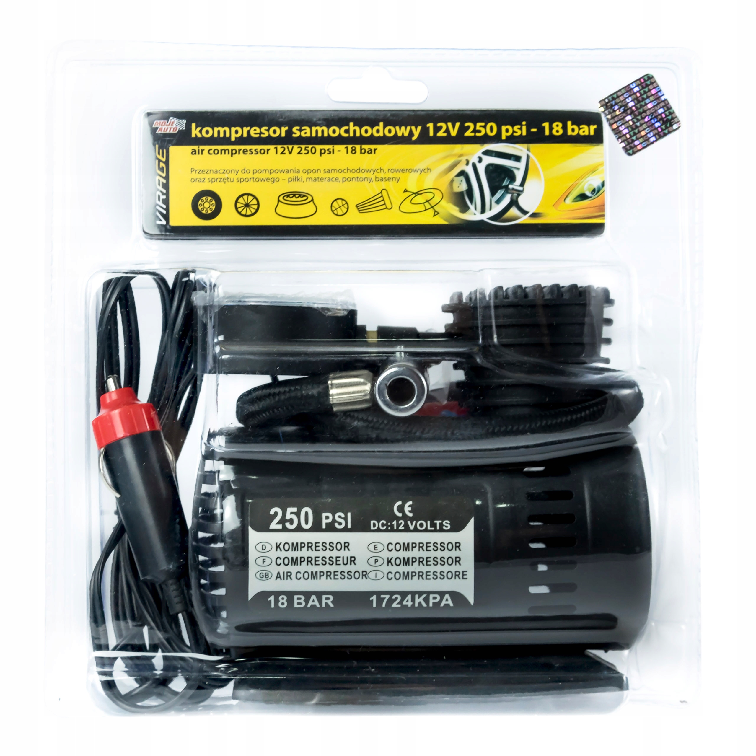 

Kompresor Samochodowy Pompka 12V 18BAR Adaptery!