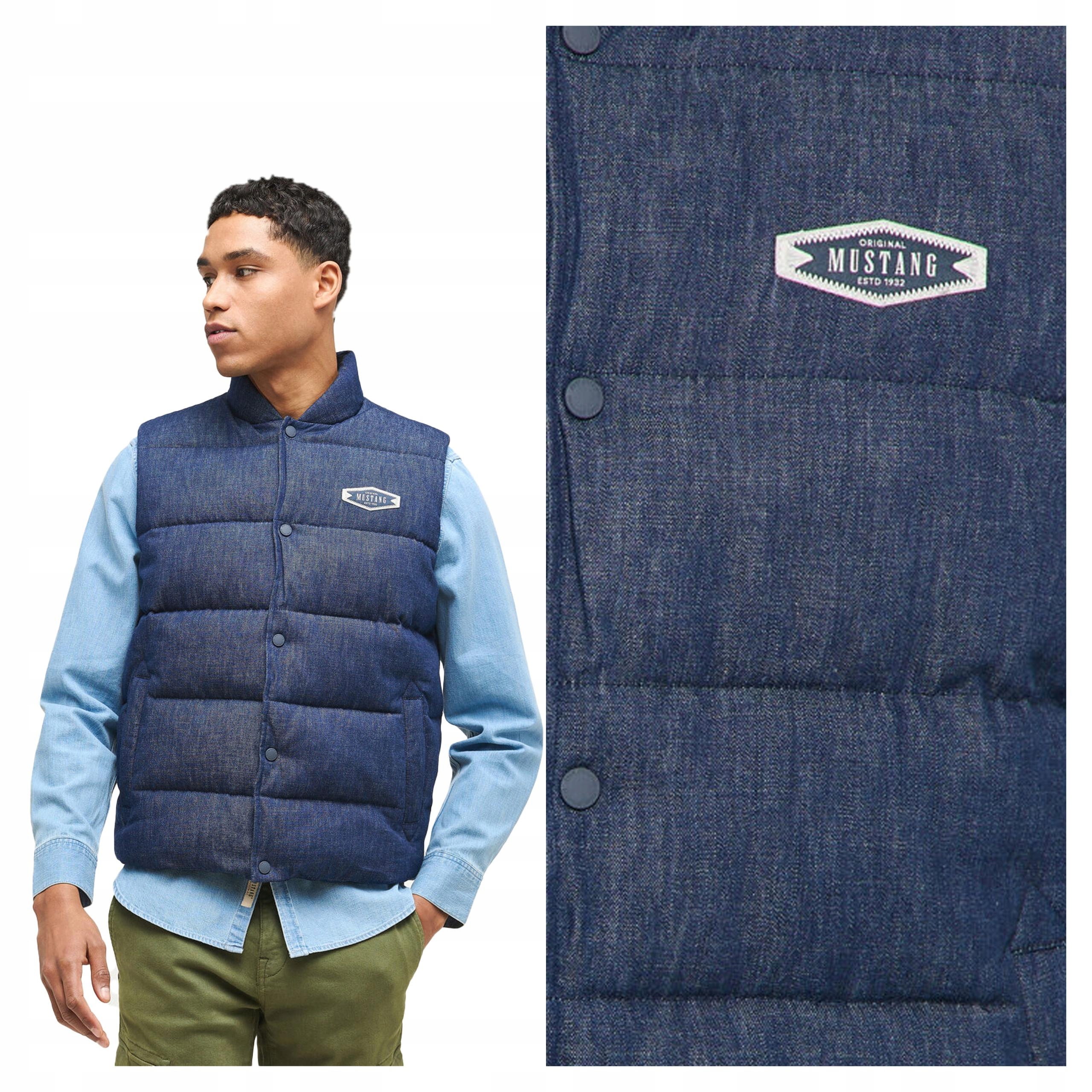 Pánská bunda bez rukávů mikina Mustang Dennis Denim Quilt 5XL