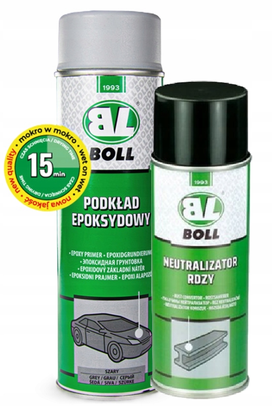 Neutralizator Rdzy Odrdzewiacz 400ml +podkład Epoksydowy Szary 500 ML