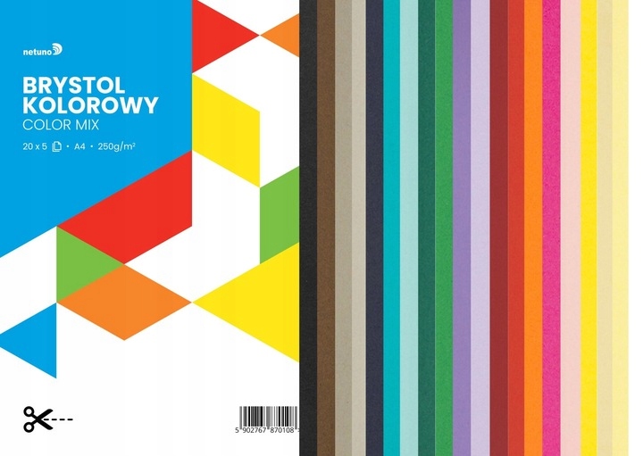 Karton brystol kolorowy 250g mix kolorów - 100A4