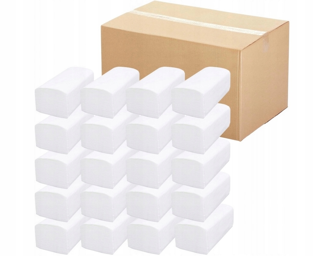 Skládací papírový ručník Zz bílá celulóza 2 vrstvý 3000ks 21x21 velký