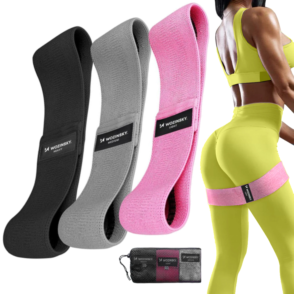 ZESTAW 3 GUM DO ĆWICZEŃ TAŚMY OPOROWE MATERIAŁOWE HIP MINI BAND FITNESS
